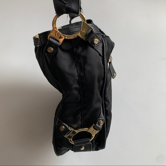 JPK Paris 75 Nylon Shoulder Bag Purse Black Gold Hardware - Picture 6 of 12